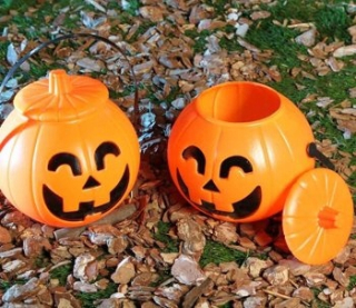 Halloween tekvicové vedierko 17 cm - 1 ks.